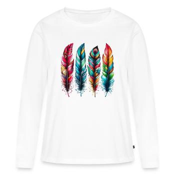 Plume - T-shirt manches longues Premium bio Femme - blanc - Devant - Julia (174cm)