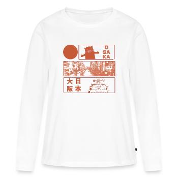 Visiter le château d’Osaka - T-shirt manches longues Premium bio Femme - blanc - Devant - Julia (174cm)