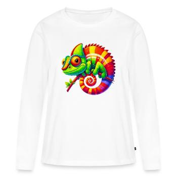 Caméléon - T-shirt manches longues Premium bio Femme - blanc - Devant - Julia (174cm)