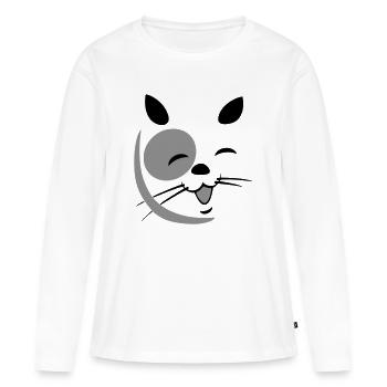 Katzengesicht - Frauen Premium Bio Langarmshirt - Weiß - Vorne - Julia (174cm)