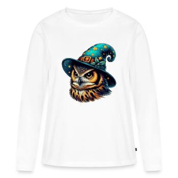 Hibou sorcier - T-shirt manches longues Premium bio Femme - blanc - Devant - Julia (174cm)