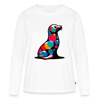 Phoque - T-shirt manches longues Premium bio Femme - blanc - Devant - Julia (174cm)