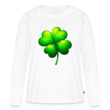 Trèfle à quatre feuilles - T-shirt manches longues Premium bio Femme - blanc - Devant - Julia (174cm)