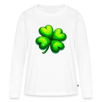 Trèfle à quatre feuilles - T-shirt manches longues Premium bio Femme - blanc - Devant - Julia (174cm)