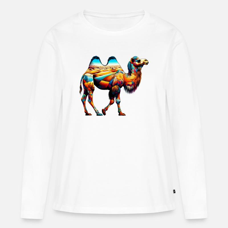 Kamel - Frauen Premium Bio Langarmshirt - Weiß