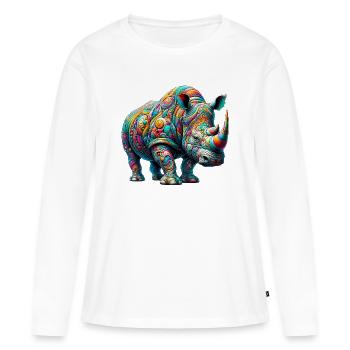 Nashorn - Frauen Premium Bio Langarmshirt - Weiß - Vorne - Julia (174cm)