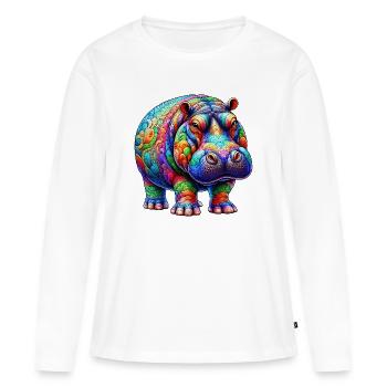 Nilpferd - Frauen Premium Bio Langarmshirt - Weiß - Vorne - Julia (174cm)