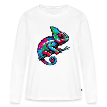 Caméléon - T-shirt manches longues Premium bio Femme - blanc - Devant - Julia (174cm)