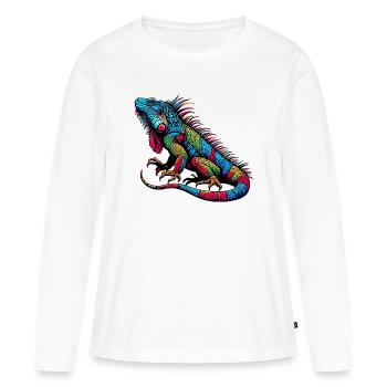 Iguane - T-shirt manches longues Premium bio Femme - blanc - Devant - Julia (174cm)