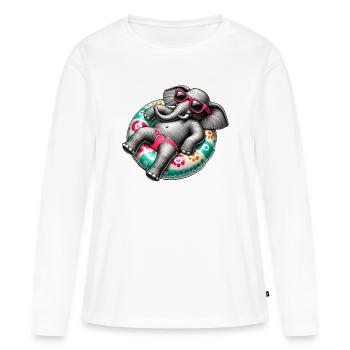 Un éléphant détendu sur une piste de natation - T-shirt manches longues Premium bio Femme - blanc - Devant - Julia (174cm)