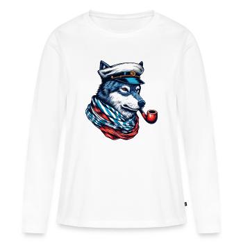 Loup de mer Loup Loups - T-shirt manches longues Premium bio Femme - blanc - Devant - Julia (174cm)