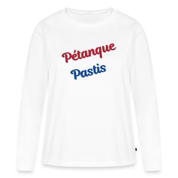 Pétanque und Pastis - Frauen Premium Bio Langarmshirt - Weiß - Vorne - Julia (174cm)