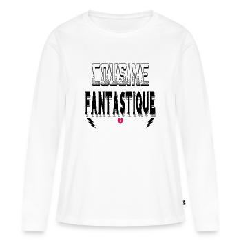 Cousine Fantastique - T-shirt manches longues Premium bio Femme - blanc - Devant - Julia (174cm)