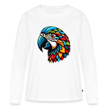 Perroquet arlequin - T-shirt manches longues Premium bio Femme - blanc - Devant - Julia (174cm)