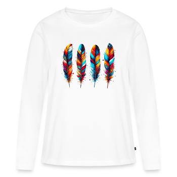 Plume - T-shirt manches longues Premium bio Femme - blanc - Devant - Julia (174cm)