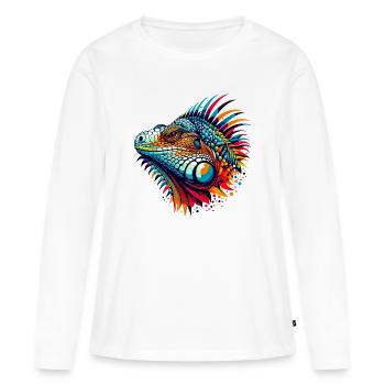 Iguane - T-shirt manches longues Premium bio Femme - blanc - Devant - Julia (174cm)