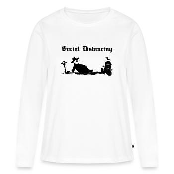 Peste noire Distanciation sociale - T-shirt manches longues Premium bio Femme - blanc - Devant - Julia (174cm)