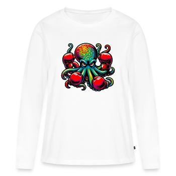 Krake - Frauen Premium Bio Langarmshirt - Weiß - Vorne - Julia (174cm)