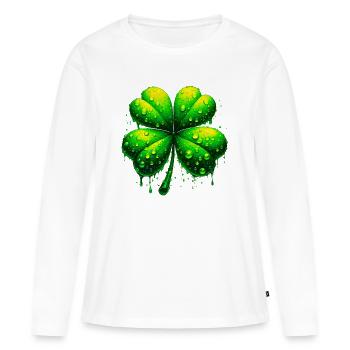 Trèfle à quatre feuilles - T-shirt manches longues Premium bio Femme - blanc - Devant - Julia (174cm)