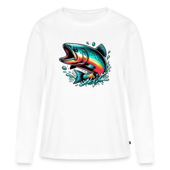 Saumon - T-shirt manches longues Premium bio Femme - blanc - Devant - Julia (174cm)