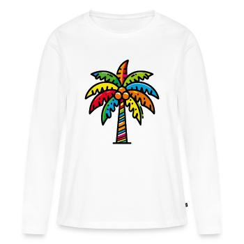 Palmier - T-shirt manches longues Premium bio Femme - blanc - Devant - Julia (174cm)