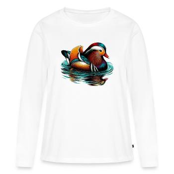 Canard mandarin - T-shirt manches longues Premium bio Femme - blanc - Devant - Julia (174cm)