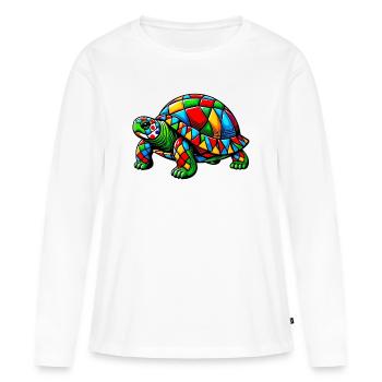 Arlequin Tortue - T-shirt manches longues Premium bio Femme - blanc - Devant - Julia (174cm)