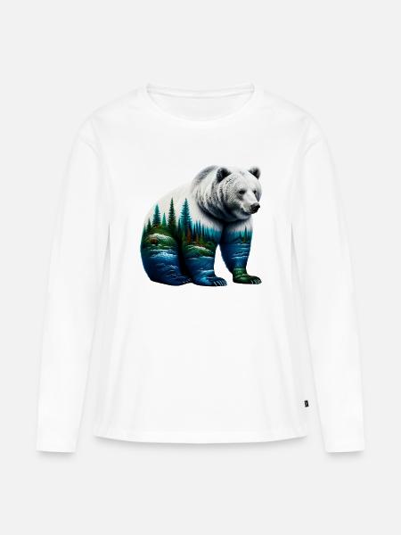 Bär - Frauen Premium Bio Langarmshirt - Weiß