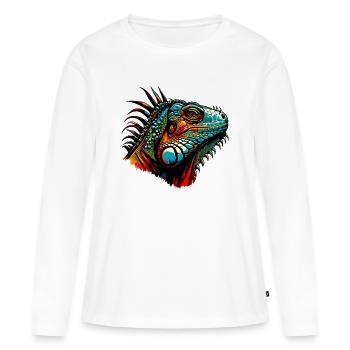 Iguane - T-shirt manches longues Premium bio Femme - blanc - Devant - Julia (174cm)