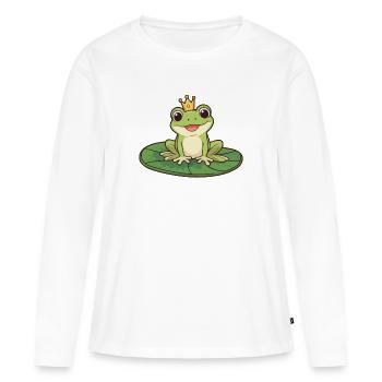 Prince Grenouille sur le Nénuphar - T-shirt manches longues Premium bio Femme - blanc - Devant - Julia (174cm)
