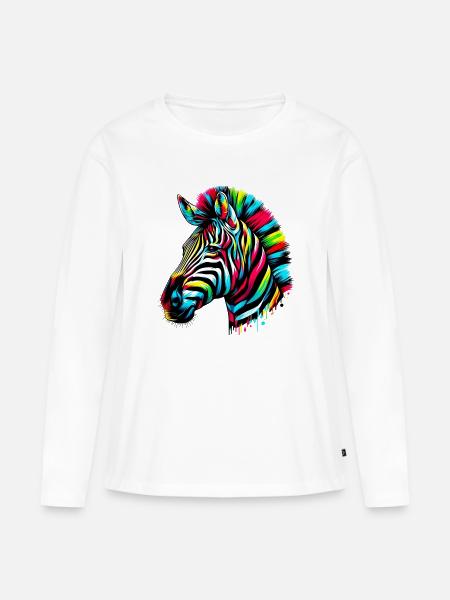 Zebra - Frauen Premium Bio Langarmshirt - Weiß