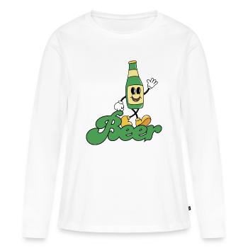Bière - T-shirt manches longues Premium bio Femme - blanc - Devant - Julia (174cm)