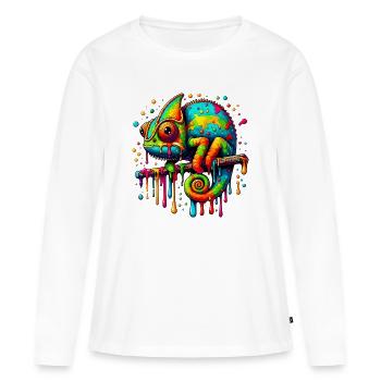 Caméléon - T-shirt manches longues Premium bio Femme - blanc - Devant - Julia (174cm)