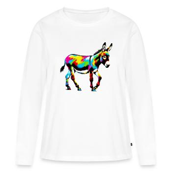 Donkey Mule - Women's Premium Organic Long Sleeve Shirt - white - Front - Julia (174cm)