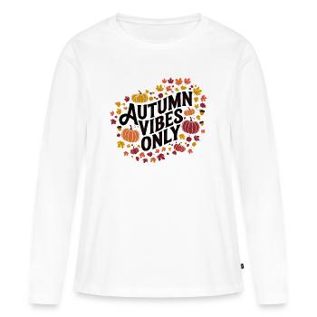 Autumn Vibes uniquement Motif de citrouille - T-shirt manches longues Premium bio Femme - blanc - Devant - Julia (174cm)