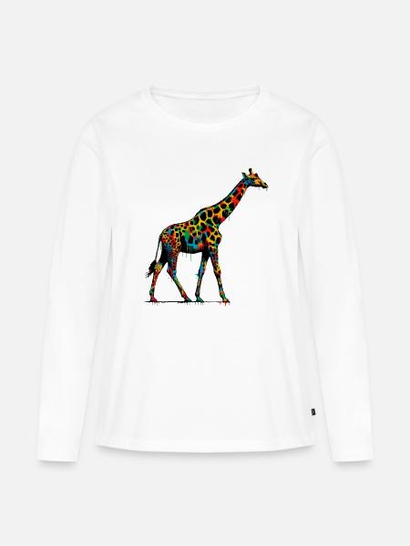 Giraffe - Frauen Premium Bio Langarmshirt - Weiß