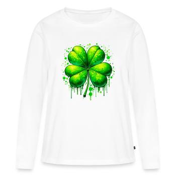 Trèfle à quatre feuilles - T-shirt manches longues Premium bio Femme - blanc - Devant - Julia (174cm)