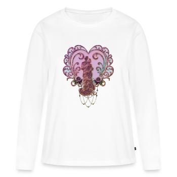 Dans l’étreinte du cœur. - T-shirt manches longues Premium bio Femme - blanc - Devant - Julia (174cm)