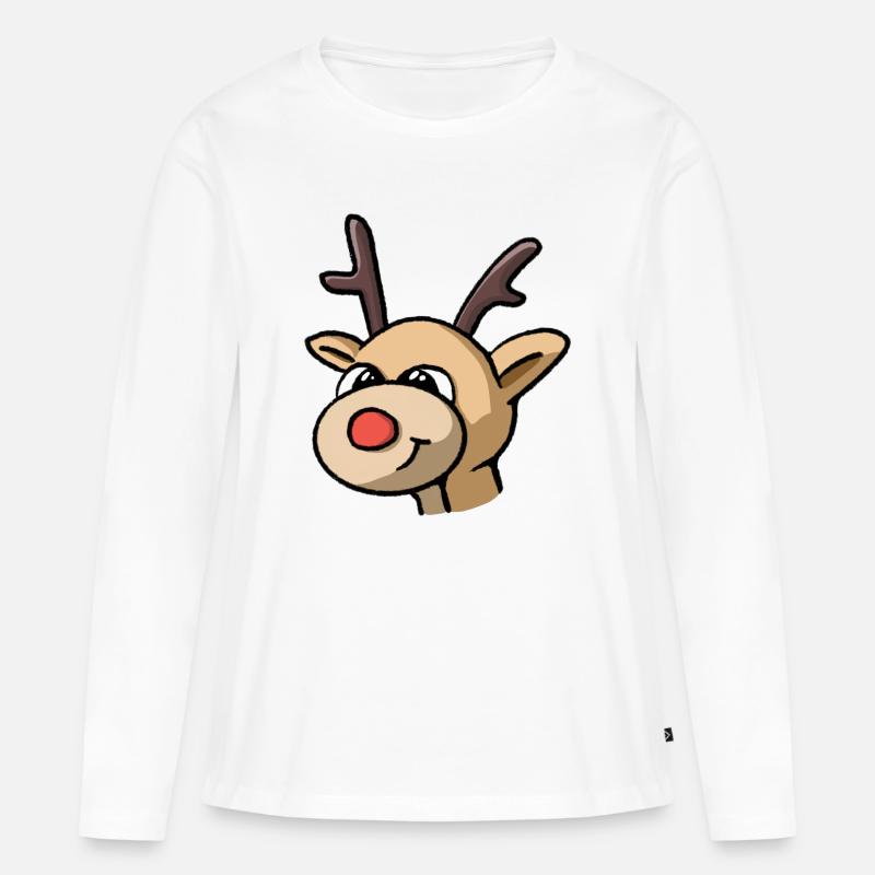 Rudolf Rentier - Frauen Premium Bio Langarmshirt - Weiß