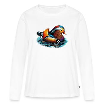 Canard mandarin - T-shirt manches longues Premium bio Femme - blanc - Devant - Julia (174cm)