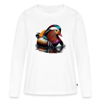 Canard mandarin - T-shirt manches longues Premium bio Femme - blanc - Devant - Julia (174cm)
