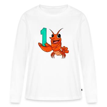 Numéro 1 Numéro Un - Motif Homard - T-shirt manches longues Premium bio Femme - blanc - Devant - Julia (174cm)