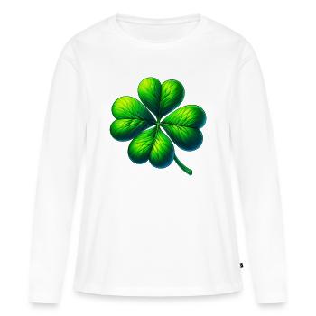 Trèfle à quatre feuilles - T-shirt manches longues Premium bio Femme - blanc - Devant - Julia (174cm)
