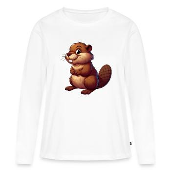 Castor - T-shirt manches longues Premium bio Femme - blanc - Devant - Julia (174cm)