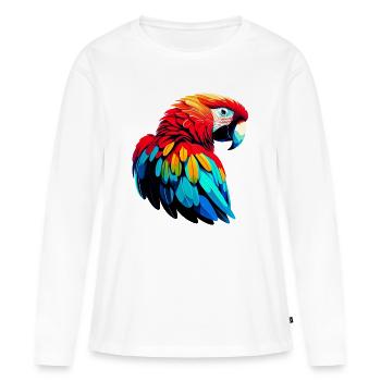 Perroquet - T-shirt manches longues Premium bio Femme - blanc - Devant - Julia (174cm)