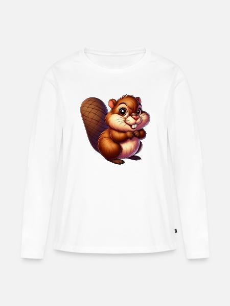 Bieber - Frauen Premium Bio Langarmshirt - Weiß
