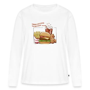 Restauration rapide plutôt que pas de nourriture - T-shirt manches longues Premium bio Femme - blanc - Devant - Julia (174cm)