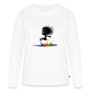 Elfie - T-shirt manches longues Premium bio Femme - blanc - Devant - Julia (174cm)