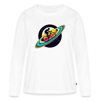 Cycliste sur Saturne - T-shirt manches longues Premium bio Femme - blanc - Devant - Julia (174cm)