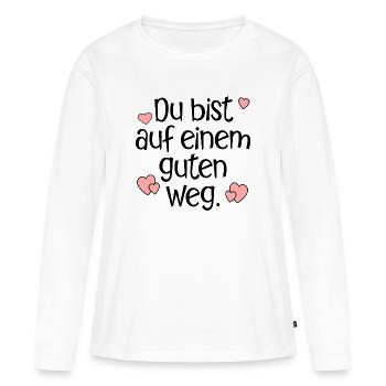 GUTER WEG TRANSFORMATION - Frauen Premium Bio Langarmshirt - Weiß - Vorne - Julia (174cm)